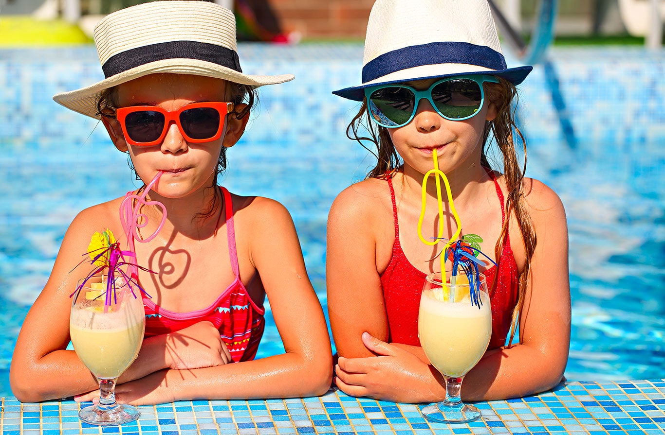 Girls by the pool
